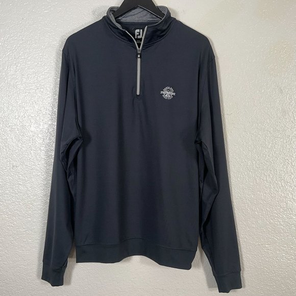 Footjoy Performance 1/2 Zip Pullover in Black Cobranded Men's Large Santa Ana GC - Picture 2 of 9